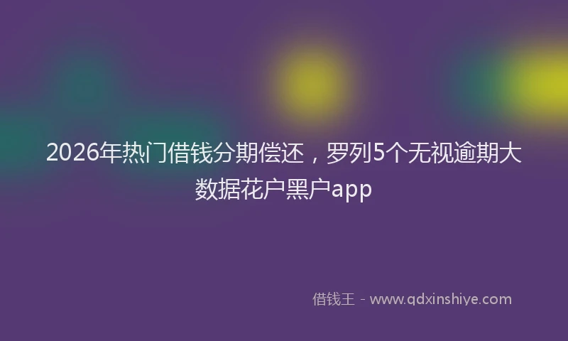 2026年热门借钱分期偿还，罗列5个无视逾期大数据花户黑户app