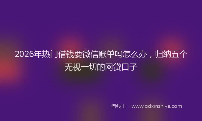 2026年热门借钱要微信账单吗怎么办，归纳五个无视一切的网贷口子