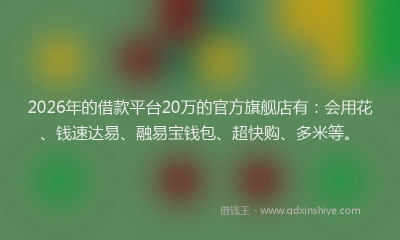 2026年的借款平台20万的官方旗舰店有：会用花、钱速达易、融易宝钱包、超快购、多米等。