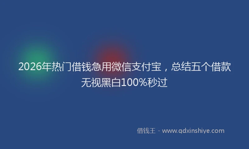 2026年热门借钱急用微信支付宝，总结五个借款无视黑白100%秒过