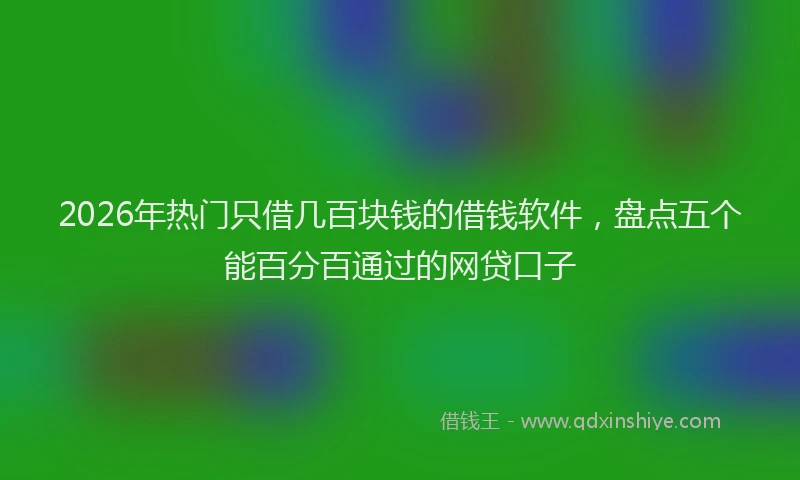 2026年热门只借几百块钱的借钱软件，盘点五个能百分百通过的网贷口子