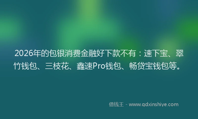 2026年的包银消费金融好下款不有：速下宝、翠竹钱包、三枝花、鑫速Pro钱包、畅贷宝钱包等。