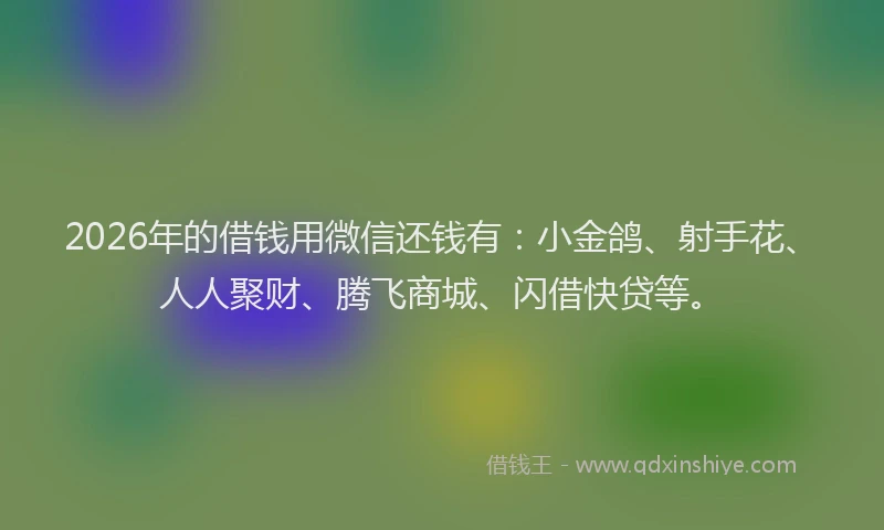 2026年的借钱用微信还钱有：小金鸽、射手花、人人聚财、腾飞商城、闪借快贷等。
