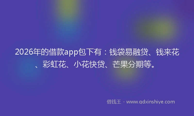 2026年的借款app包下有：钱袋易融贷、钱来花、彩虹花、小花快贷、芒果分期等。
