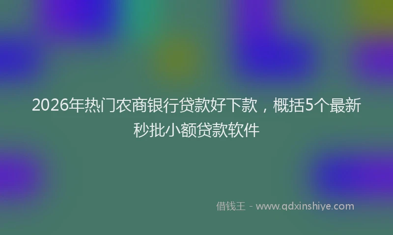2026年热门农商银行贷款好下款，概括5个最新秒批小额贷款软件