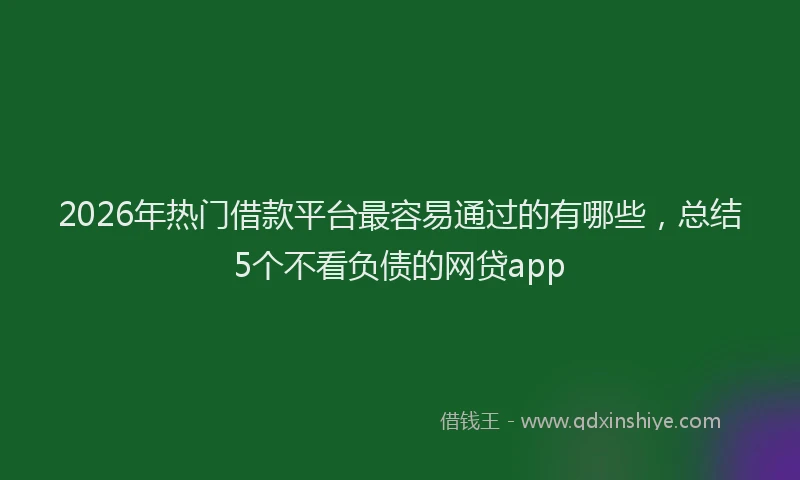 2026年热门借款平台最容易通过的有哪些，总结5个不看负债的网贷app