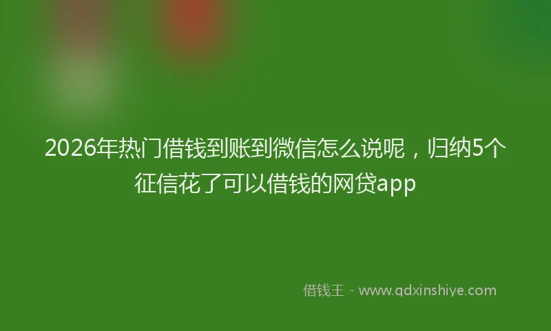 2026年热门借钱到账到微信怎么说呢，归纳5个征信花了可以借钱的网贷app