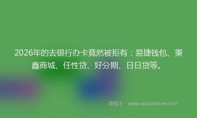2026年的去银行办卡竟然被拒有：易捷钱包、秉鑫商城、任性贷、好分期、日日贷等。