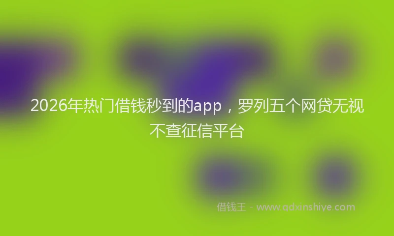 2026年热门借钱秒到的app，罗列五个网贷无视不查征信平台