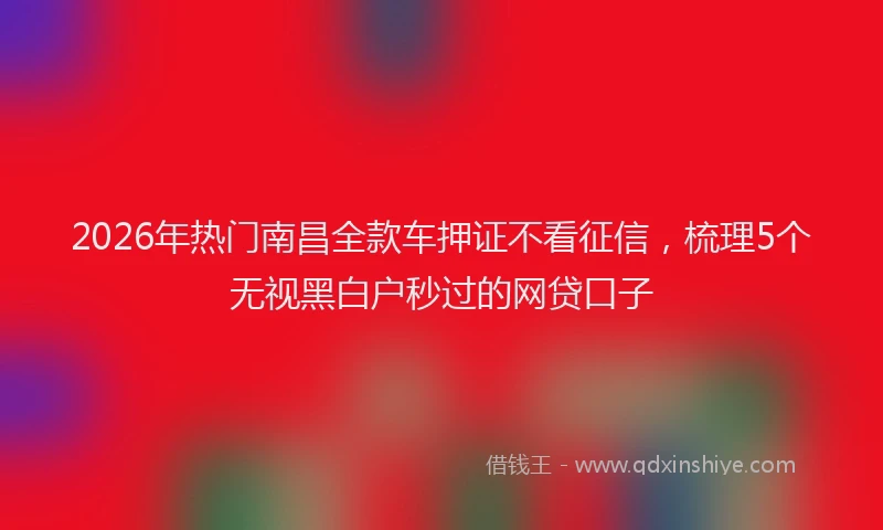 2026年热门南昌全款车押证不看征信，梳理5个无视黑白户秒过的网贷口子