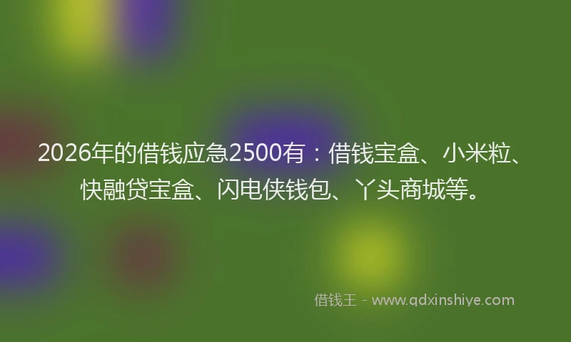 2026年的借钱应急2500有：借钱宝盒、小米粒、快融贷宝盒、闪电侠钱包、丫头商城等。