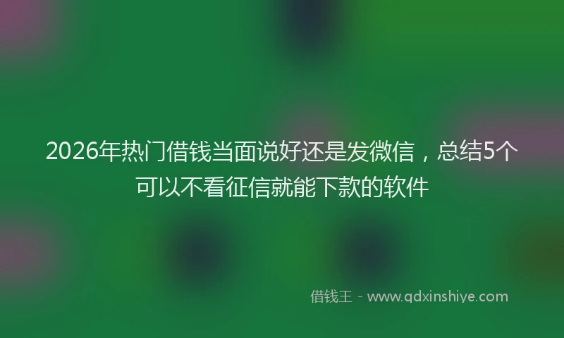 2026年热门借钱当面说好还是发微信，总结5个可以不看征信就能下款的软件