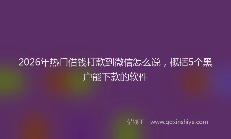 2026年热门借钱打款到微信怎么说，概括5个黑户能下款的软件
