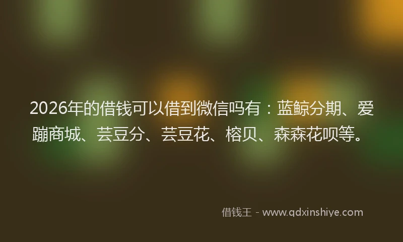 2026年的借钱可以借到微信吗有：蓝鲸分期、爱蹦商城、芸豆分、芸豆花、榕贝、森森花呗等。