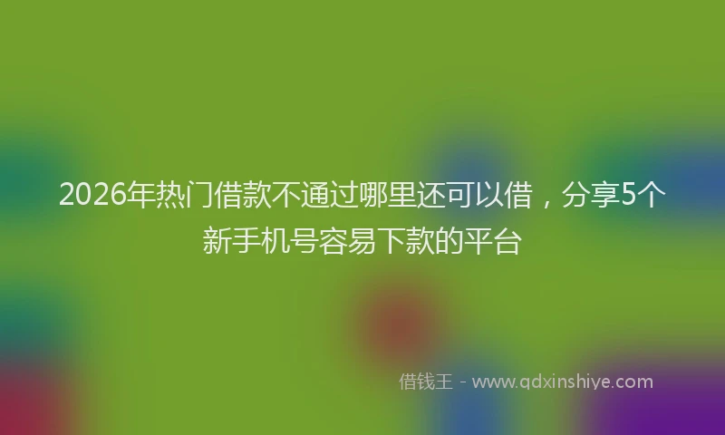 2026年热门借款不通过哪里还可以借，分享5个新手机号容易下款的平台
