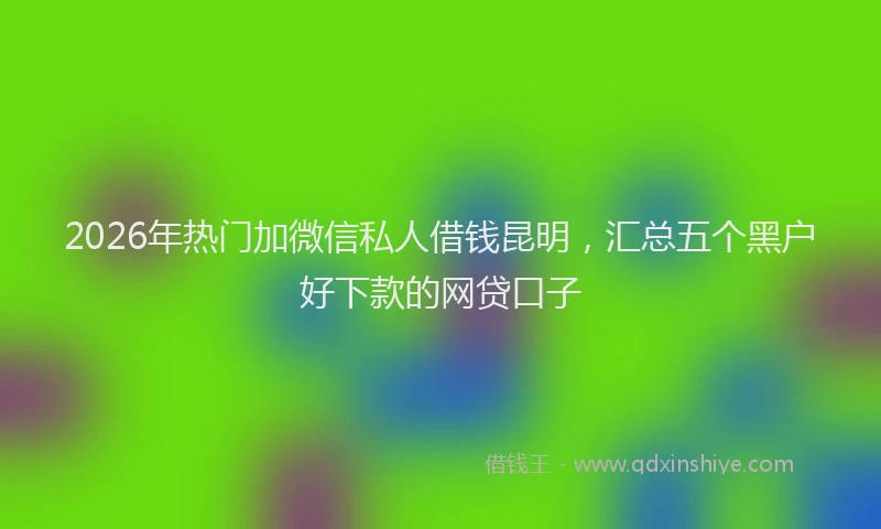 2026年热门加微信私人借钱昆明，汇总五个黑户好下款的网贷口子