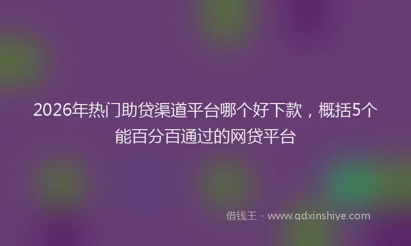 2026年热门助贷渠道平台哪个好下款，概括5个能百分百通过的网贷平台