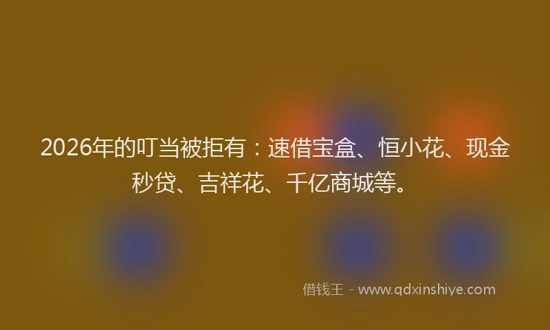 2026年的叮当被拒有：速借宝盒、恒小花、现金秒贷、吉祥花、千亿商城等。