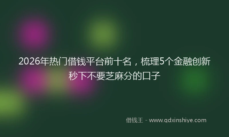 2026年热门借钱平台前十名，梳理5个金融创新秒下不要芝麻分的口子