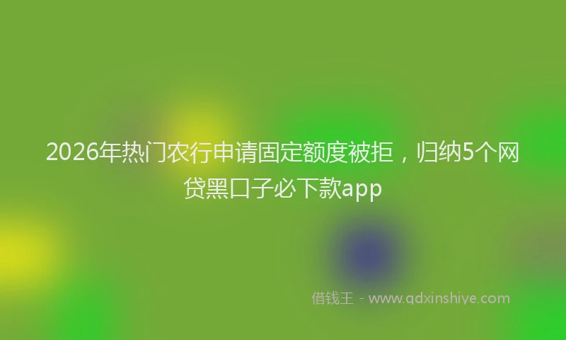 2026年热门农行申请固定额度被拒，归纳5个网贷黑口子必下款app