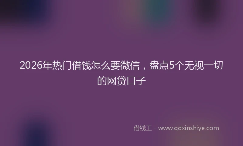 2026年热门借钱怎么要微信，盘点5个无视一切的网贷口子