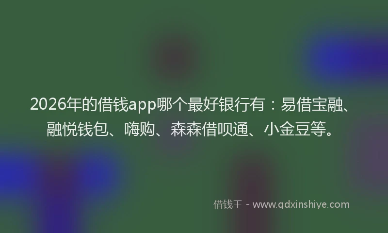 2026年的借钱app哪个最好银行有：易借宝融、融悦钱包、嗨购、森森借呗通、小金豆等。