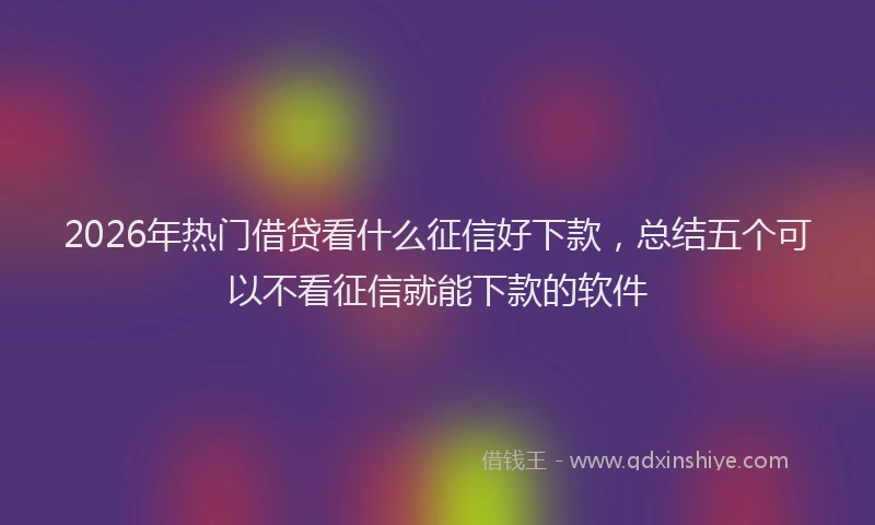 2026年热门借贷看什么征信好下款，总结五个可以不看征信就能下款的软件