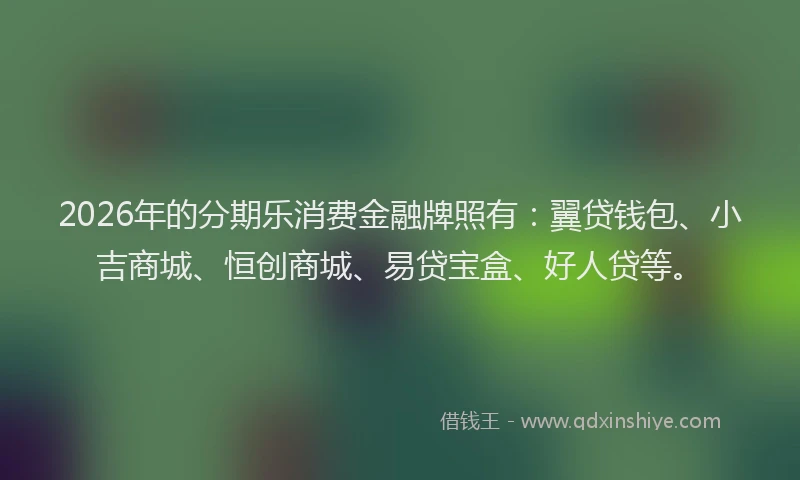 2026年的分期乐消费金融牌照有：翼贷钱包、小吉商城、恒创商城、易贷宝盒、好人贷等。