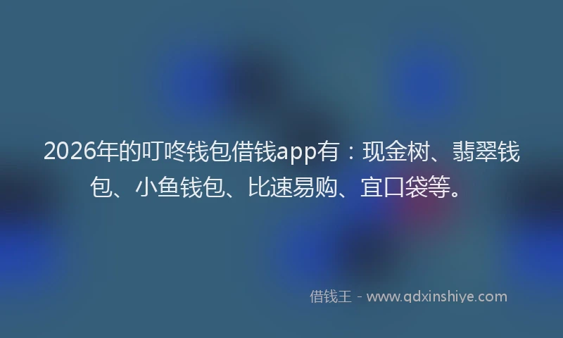 2026年的叮咚钱包借钱app有：现金树、翡翠钱包、小鱼钱包、比速易购、宜口袋等。