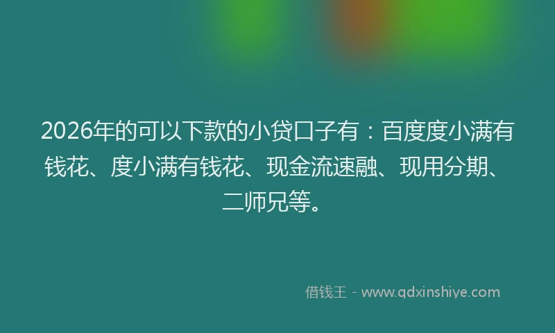 2026年的可以下款的小贷口子有：百度度小满有钱花、度小满有钱花、现金流速融、现用分期、二师兄等。