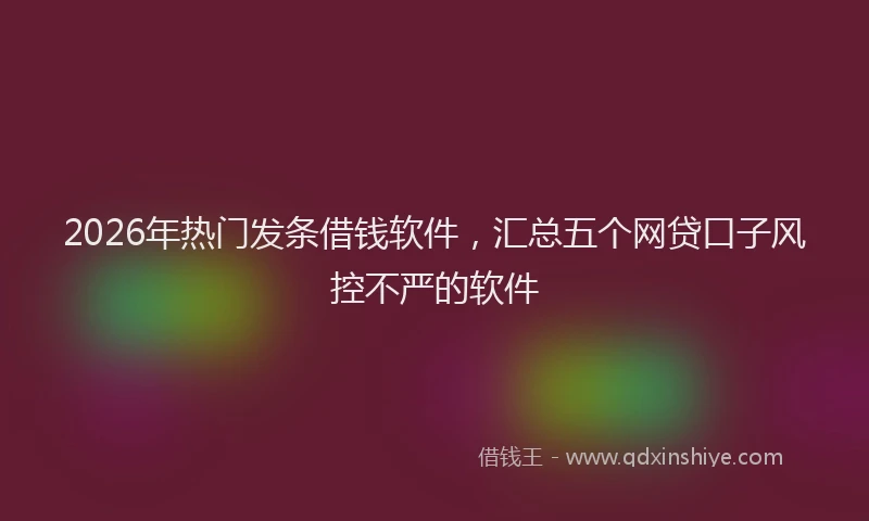 2026年热门发条借钱软件，汇总五个网贷口子风控不严的软件