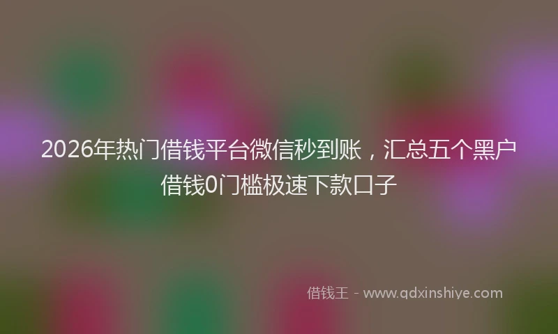 2026年热门借钱平台微信秒到账，汇总五个黑户借钱0门槛极速下款口子