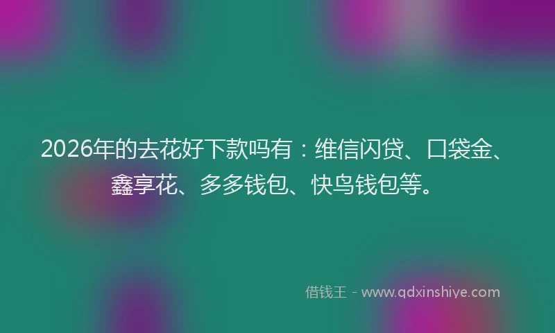 2026年的去花好下款吗有：维信闪贷、口袋金、鑫享花、多多钱包、快鸟钱包等。