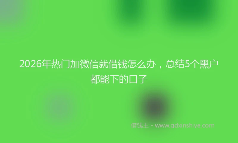 2026年热门加微信就借钱怎么办，总结5个黑户都能下的口子