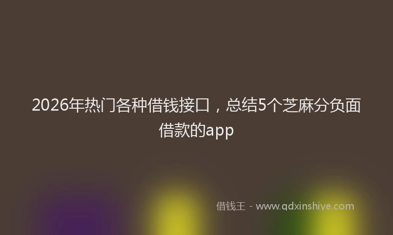 2026年热门各种借钱接口，总结5个芝麻分负面借款的app