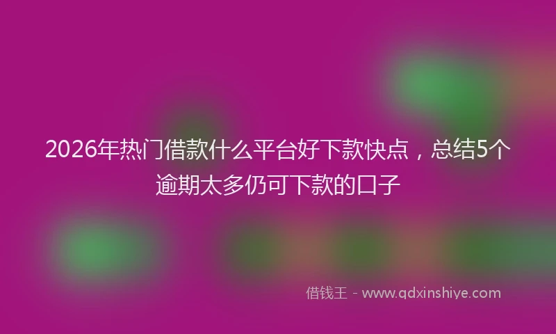 2026年热门借款什么平台好下款快点，总结5个逾期太多仍可下款的口子
