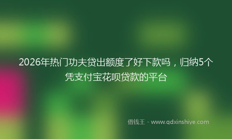 2026年热门功夫贷出额度了好下款吗，归纳5个凭支付宝花呗贷款的平台