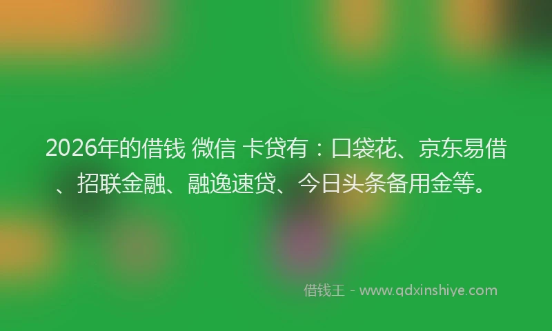 2026年的借钱 微信 卡贷有：口袋花、京东易借、招联金融、融逸速贷、今日头条备用金等。