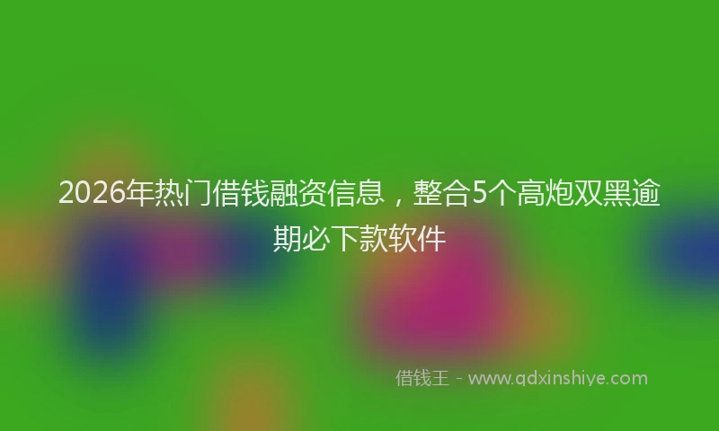 2026年热门借钱融资信息，整合5个高炮双黑逾期必下款软件