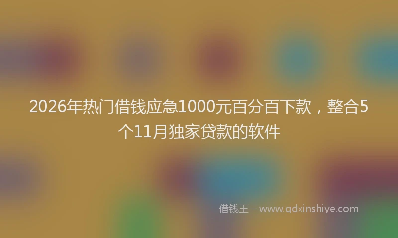 2026年热门借钱应急1000元百分百下款，整合5个11月独家贷款的软件
