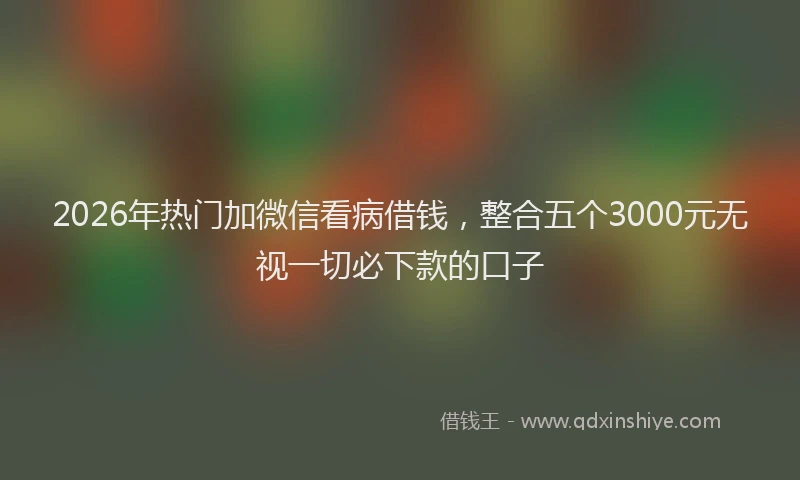 2026年热门加微信看病借钱，整合五个3000元无视一切必下款的口子