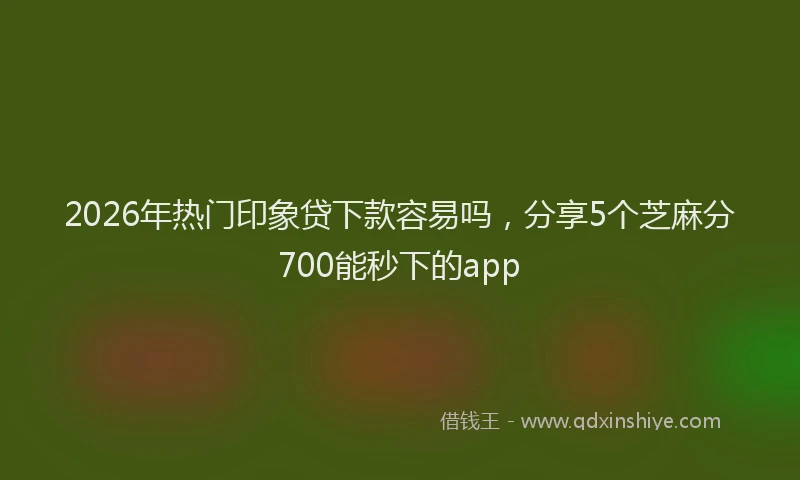 2026年热门印象贷下款容易吗，分享5个芝麻分700能秒下的app