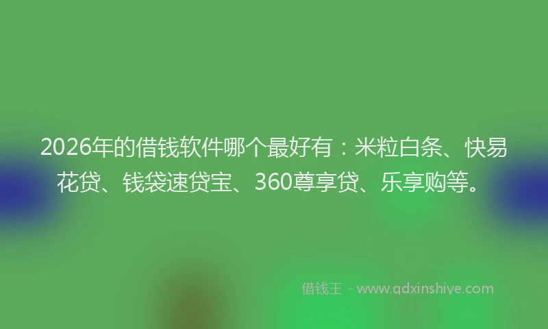 2026年的借钱软件哪个最好有：米粒白条、快易花贷、钱袋速贷宝、360尊享贷、乐享购等。