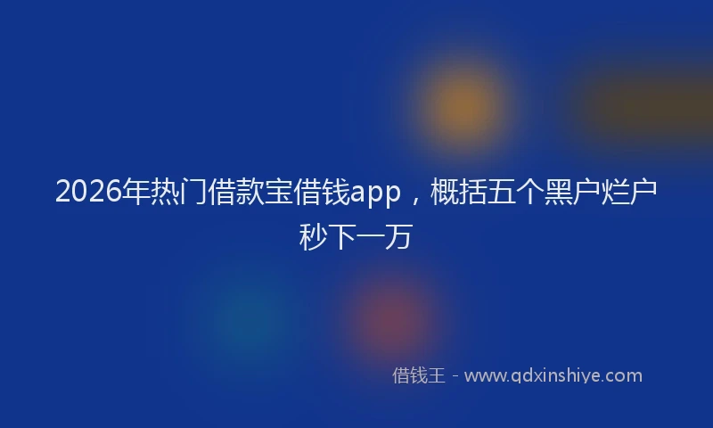 2026年热门借款宝借钱app，概括五个黑户烂户秒下一万