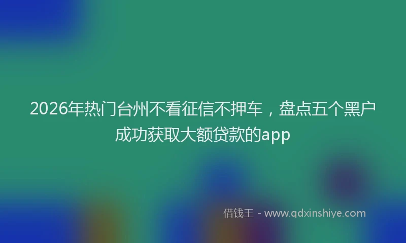 2026年热门台州不看征信不押车，盘点五个黑户成功获取大额贷款的app