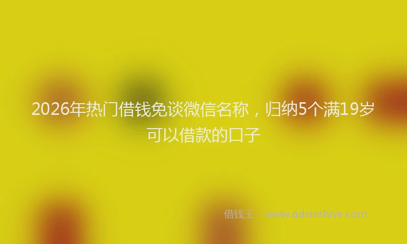 2026年热门借钱免谈微信名称，归纳5个满19岁可以借款的口子