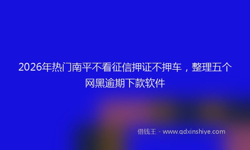 2026年热门南平不看征信押证不押车，整理五个网黑逾期下款软件