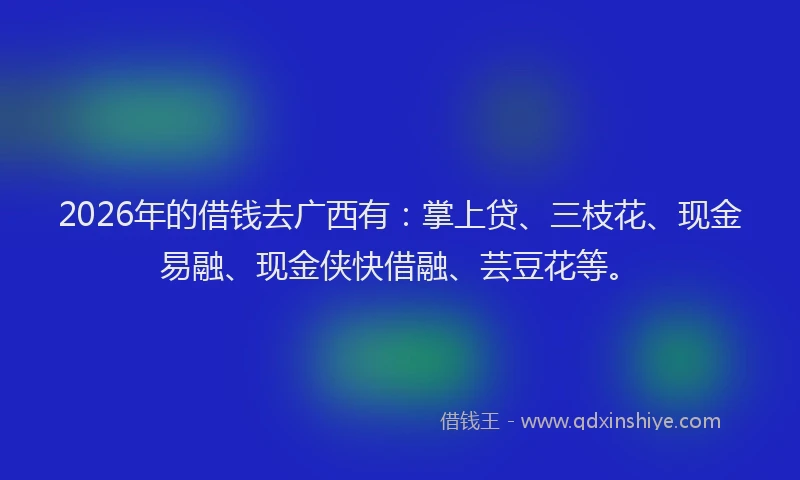 2026年的借钱去广西有：掌上贷、三枝花、现金易融、现金侠快借融、芸豆花等。