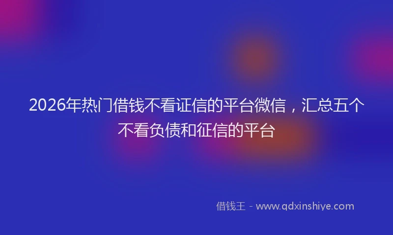 2026年热门借钱不看证信的平台微信，汇总五个不看负债和征信的平台