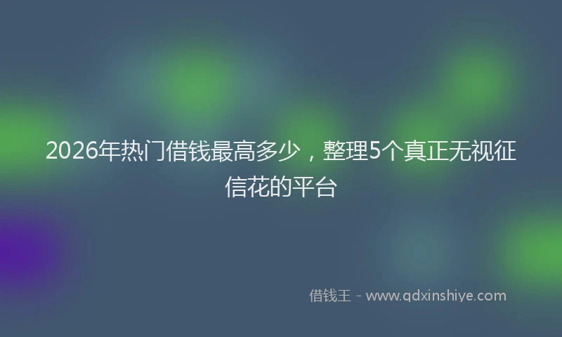 2026年热门借钱最高多少，整理5个真正无视征信花的平台
